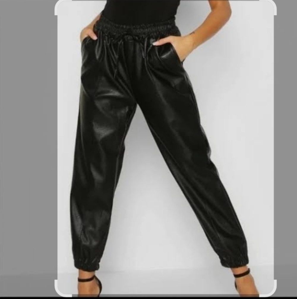 A New Day Faux Leather Drawstring Jogger Pants NWOT Medium - Picture 2 of 11